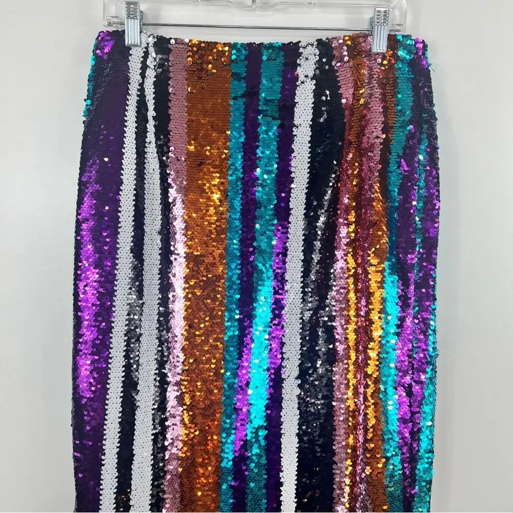 Gracia Vibrant Sequin Striped Pencil Skirt - Picture 6 of 12